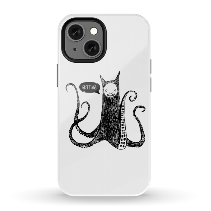 iPhone 13 mini StrongFit Greetings from the kraken cat by Laura Nagel