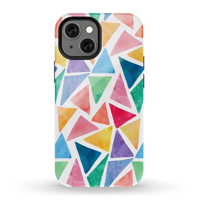 iPhone 13 mini StrongFit multi colour triangle pattern by MALLIKA