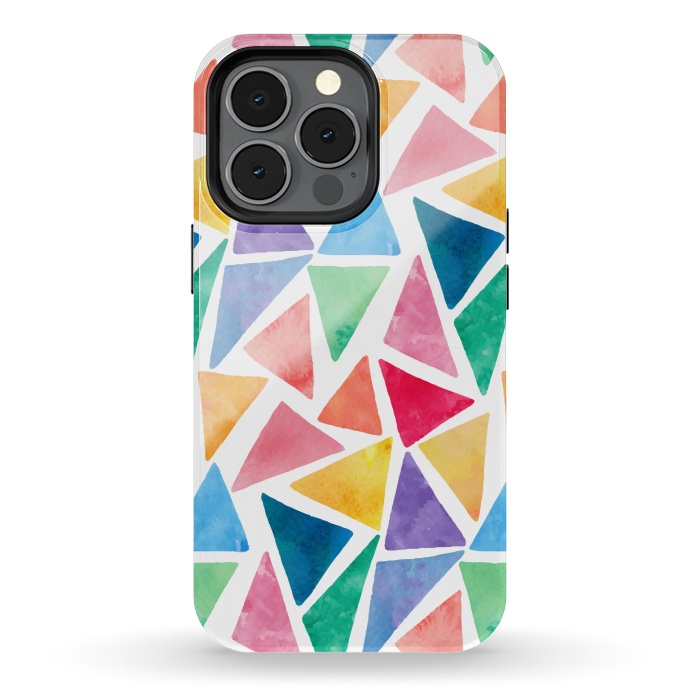 iPhone 13 pro StrongFit multi colour triangle pattern by MALLIKA