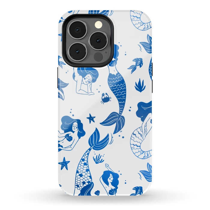 iPhone 13 pro StrongFit blue mermaid pattern by MALLIKA