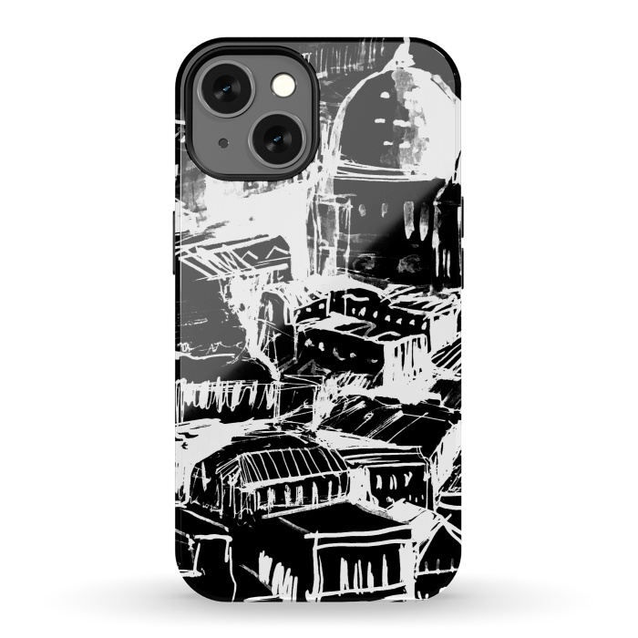 iPhone 13 StrongFit Venice Italian cityscape white ink sketch by Oana 