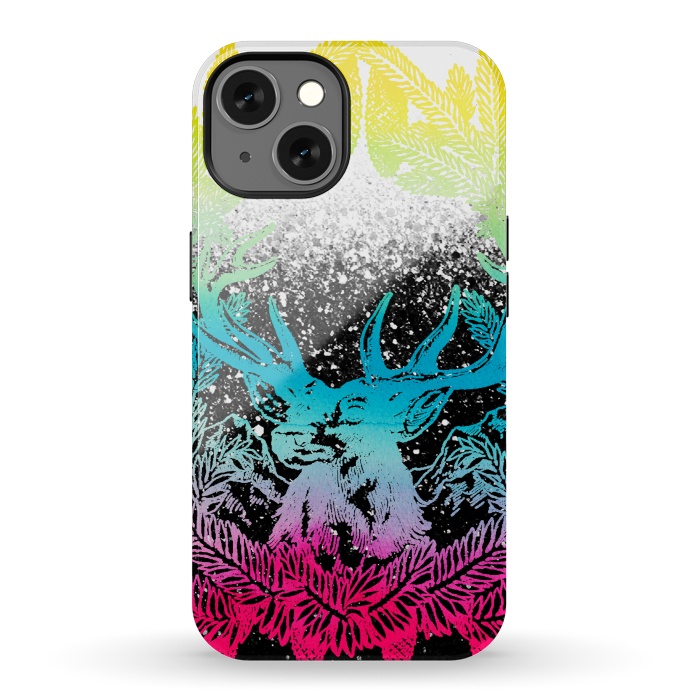 iPhone 13 StrongFit Gradient reindeer and pine leaves illustration by Oana 