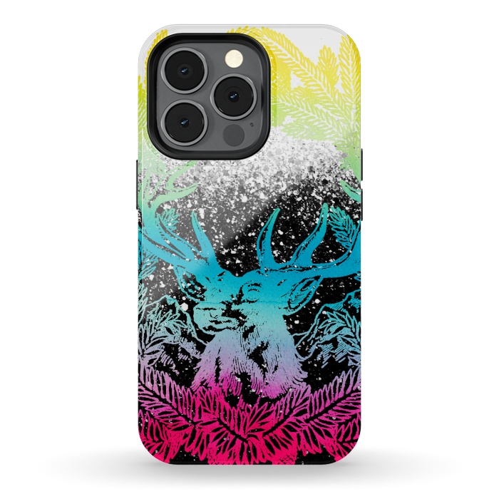 iPhone 13 pro StrongFit Gradient reindeer and pine leaves illustration by Oana 