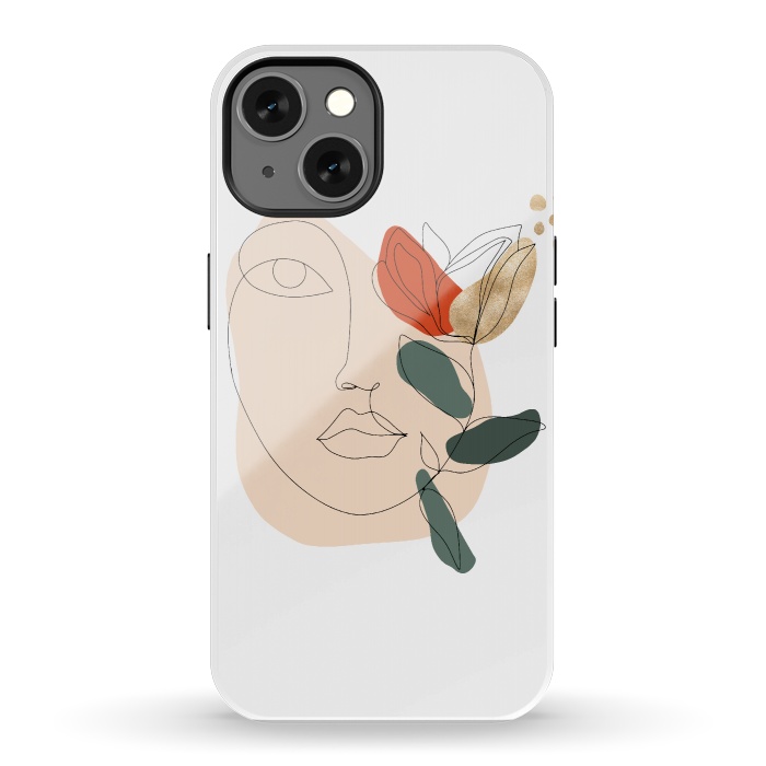 iPhone 13 StrongFit Lineart Face Floral  by DaDo ART