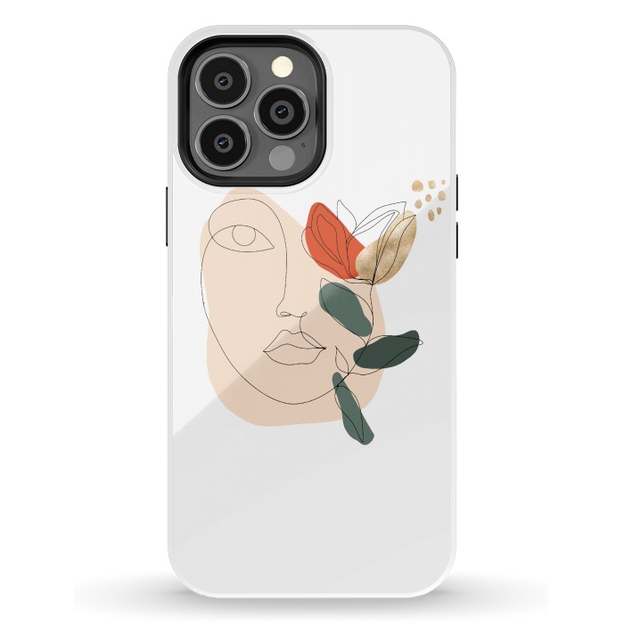 iPhone 13 Pro Max StrongFit Lineart Face Floral  by DaDo ART