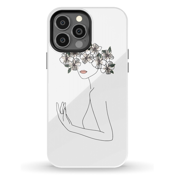 iPhone 13 Pro Max StrongFit Lineart - Nymph Girl Floral by DaDo ART