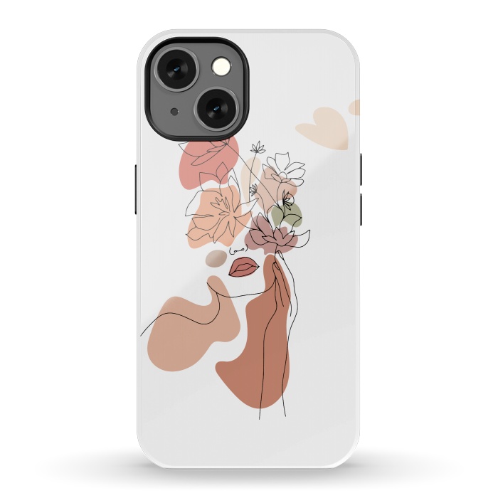 iPhone 13 StrongFit Lineart Girl With Flowers by DaDo ART