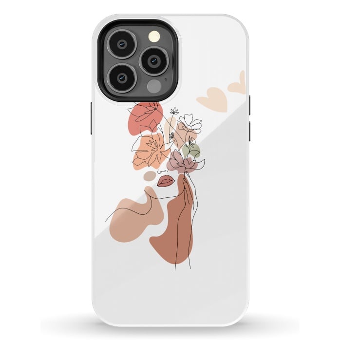 iPhone 13 Pro Max StrongFit Lineart Girl With Flowers by DaDo ART