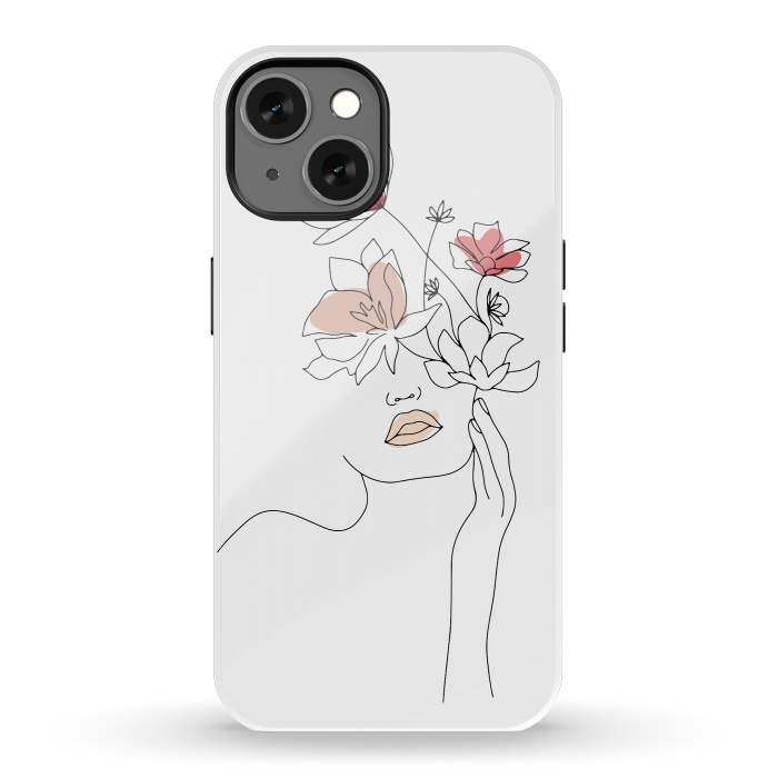 iPhone 13 StrongFit Lineart Girl Flowers by DaDo ART