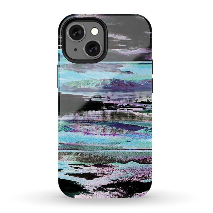 iPhone 13 mini StrongFit Stylised blue purple mountain landscape by Oana 