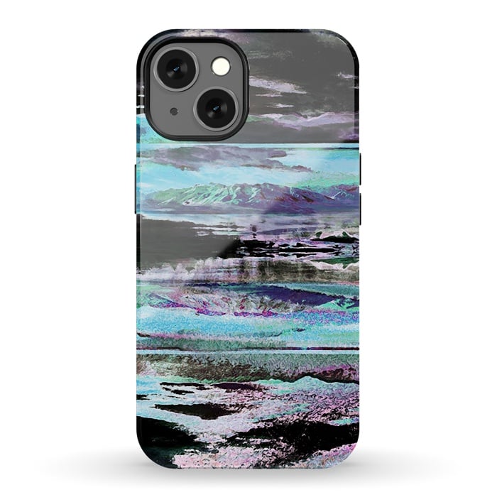 iPhone 13 StrongFit Stylised blue purple mountain landscape by Oana 