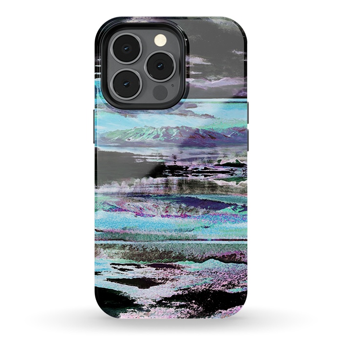 iPhone 13 pro StrongFit Stylised blue purple mountain landscape by Oana 
