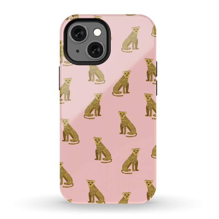 iPhone 13 mini StrongFit Leopard. Pink pattern by Julia Badeeva