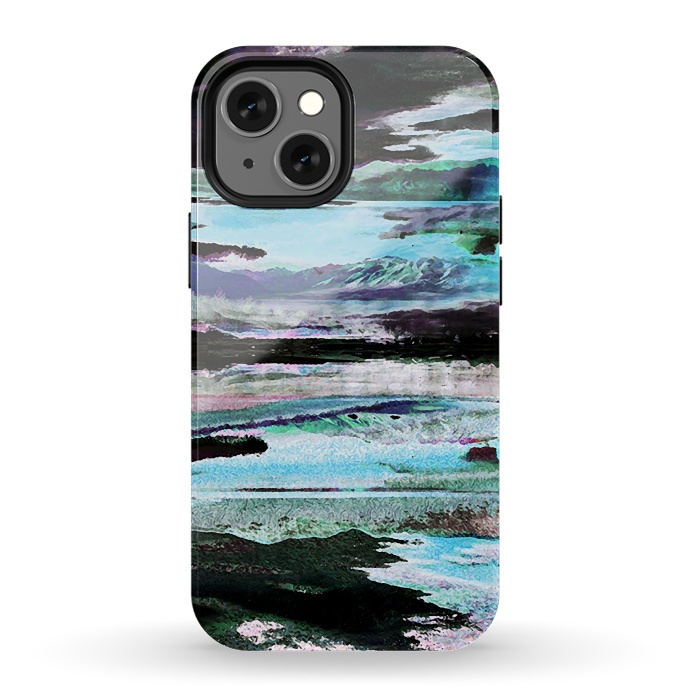 iPhone 13 mini StrongFit Mountain landscape textured modern painting by Oana 