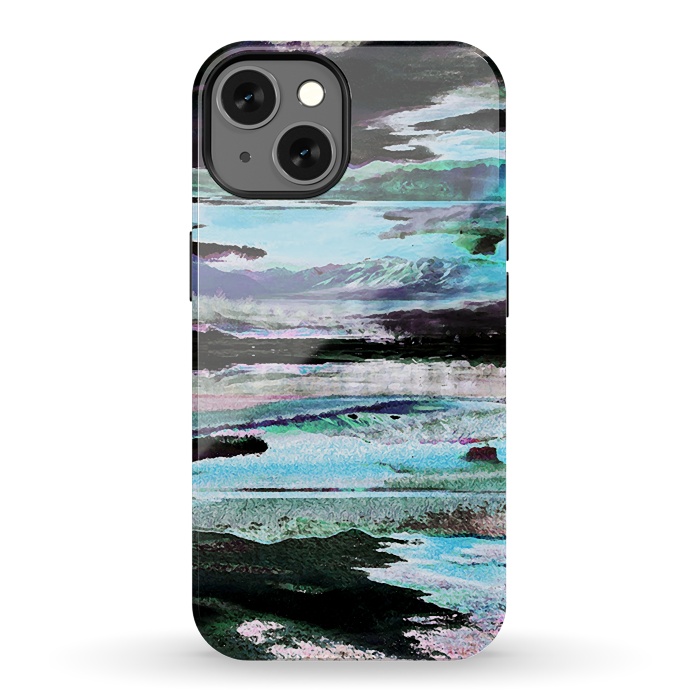 iPhone 13 StrongFit Mountain landscape textured modern painting by Oana 