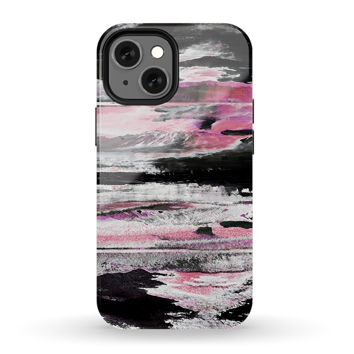 iPhone 13 mini StrongFit Faded pink mountain sunset landscape by Oana 