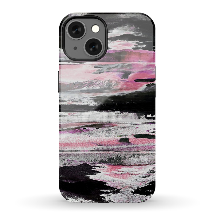 iPhone 13 StrongFit Faded pink mountain sunset landscape by Oana 
