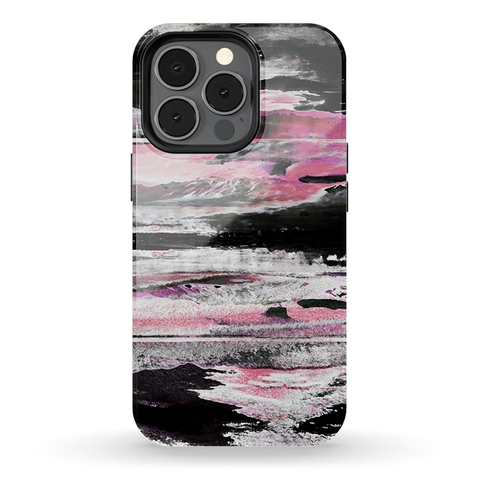 iPhone 13 pro StrongFit Faded pink mountain sunset landscape by Oana 