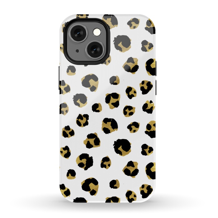 iPhone 13 mini StrongFit Leopard. Black and gold by Julia Badeeva