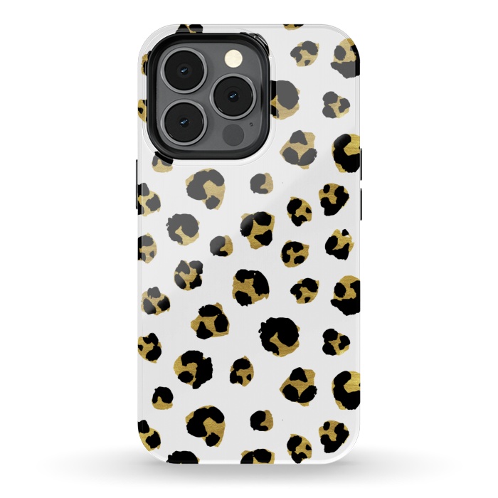 iPhone 13 pro StrongFit Leopard. Black and gold by Julia Badeeva