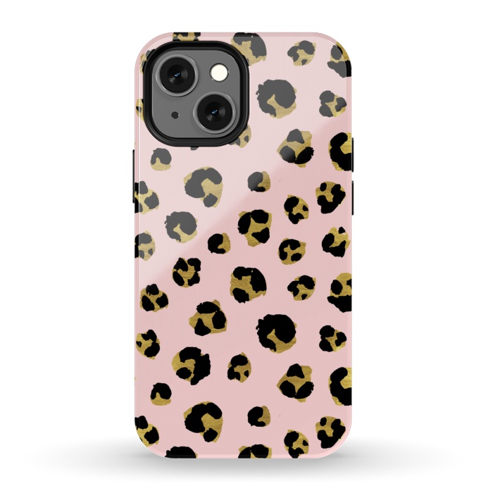 iPhone 13 mini StrongFit Pink and gold leopard by Julia Badeeva