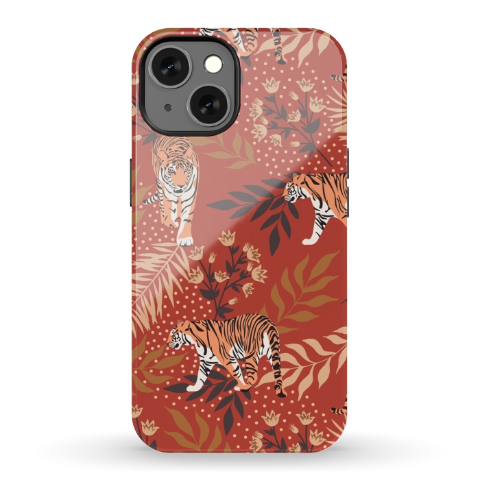 iPhone 13 StrongFit Tigers. Red pattern by Julia Badeeva
