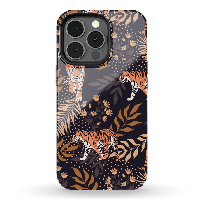 iPhone 13 pro StrongFit Tigers. Purple pattern by Julia Badeeva