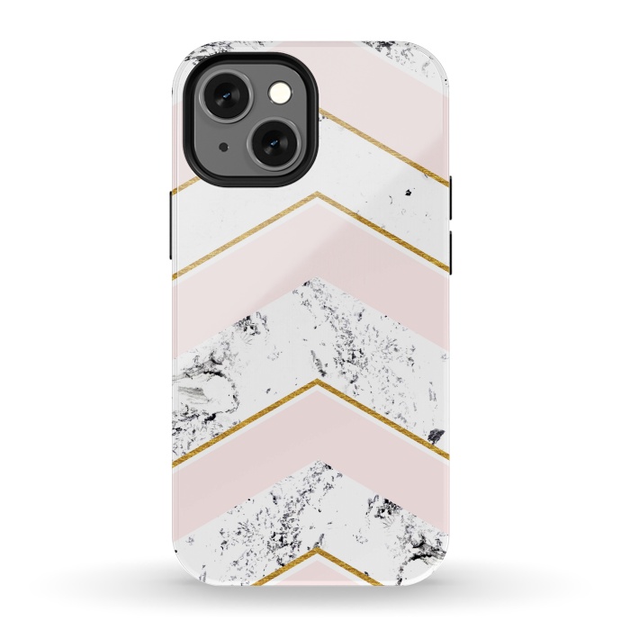 iPhone 13 mini StrongFit Marble. Pink and gold by Julia Badeeva