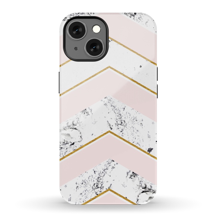 iPhone 13 StrongFit Marble. Pink and gold by Julia Badeeva
