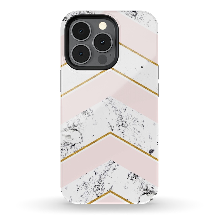 iPhone 13 pro StrongFit Marble. Pink and gold by Julia Badeeva