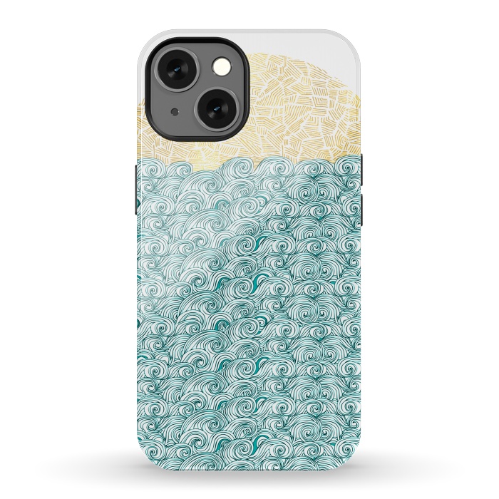 iPhone 13 StrongFit Tribal Sea and Ocean by Pom Graphic Design