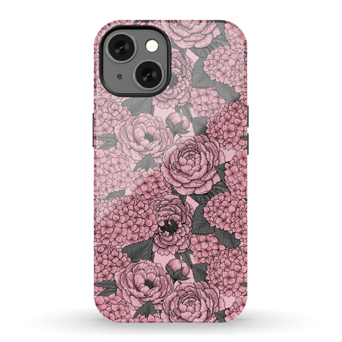iPhone 13 StrongFit Peony and hydrangea in pink by Katerina Kirilova