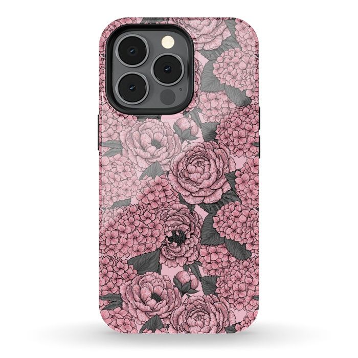 iPhone 13 pro StrongFit Peony and hydrangea in pink by Katerina Kirilova