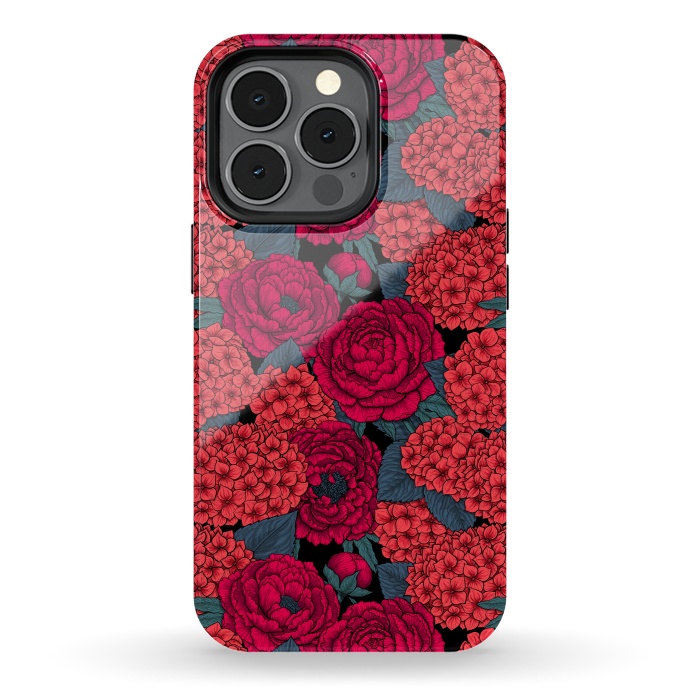 iPhone 13 pro StrongFit Peony and hydrangea in red by Katerina Kirilova