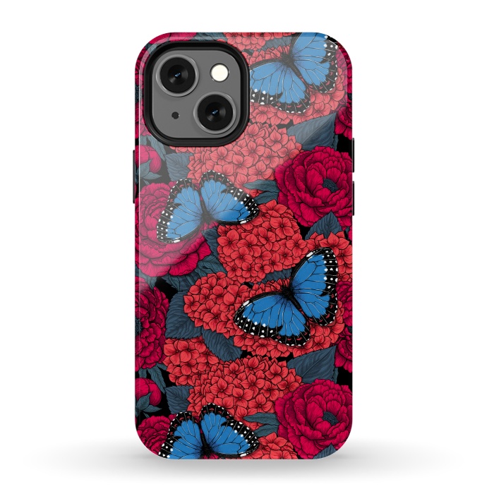 iPhone 13 mini StrongFit Blue morpho garden by Katerina Kirilova