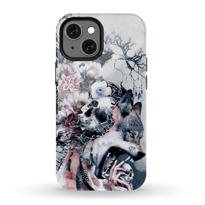 iPhone 13 mini StrongFit Wolf and Skulls by Riza Peker
