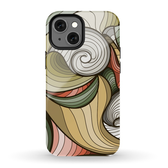 iPhone 13 mini StrongFit green swirl pattern by MALLIKA
