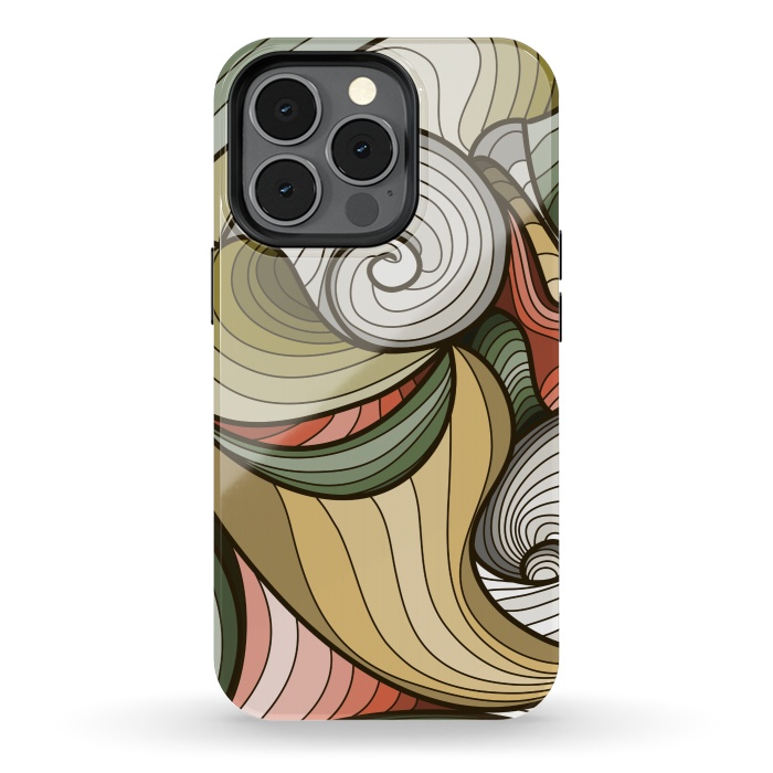 iPhone 13 pro StrongFit green swirl pattern by MALLIKA