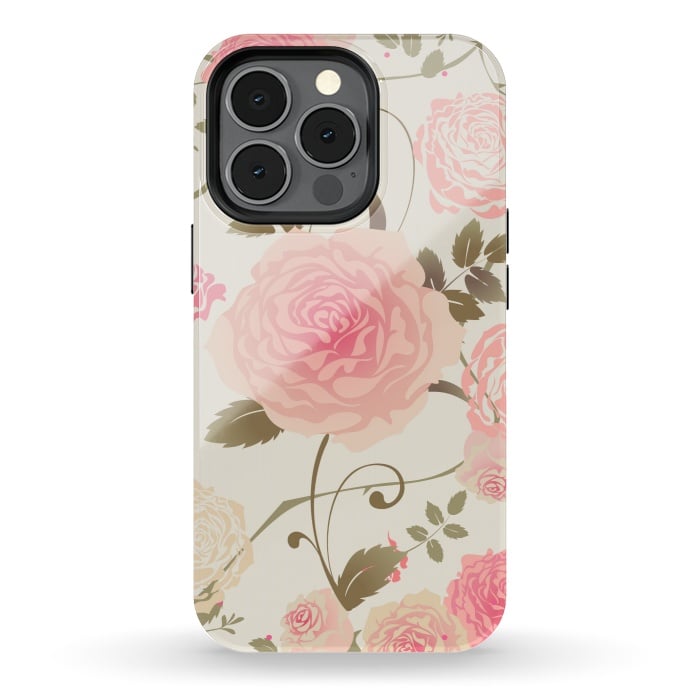 iPhone 13 pro StrongFit PINK ROSES PATTERN by MALLIKA