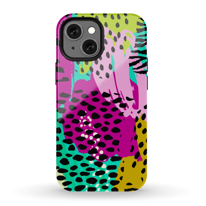 iPhone 13 mini StrongFit colorful abstract animal print by haroulita
