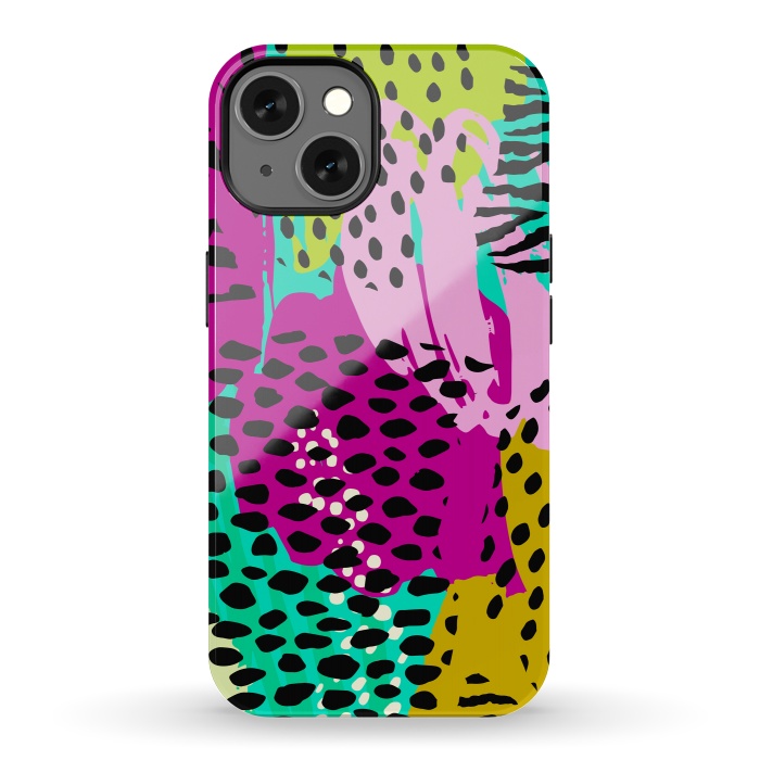 iPhone 13 StrongFit colorful abstract animal print by haroulita