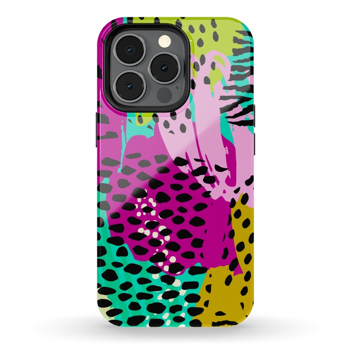 iPhone 13 pro StrongFit colorful abstract animal print by haroulita