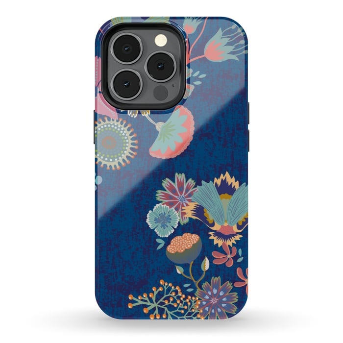 iPhone 13 pro StrongFit Blue chinz florals by Nina Leth