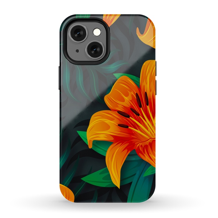 iPhone 13 mini StrongFit ORANGE FLOWERS by haroulita