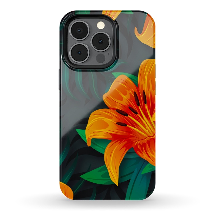 iPhone 13 pro StrongFit ORANGE FLOWERS by haroulita