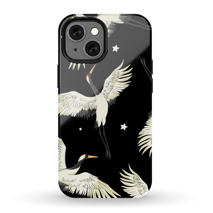 iPhone 13 mini StrongFit black white birds by haroulita