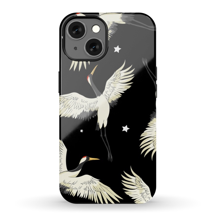 iPhone 13 StrongFit black white birds by haroulita
