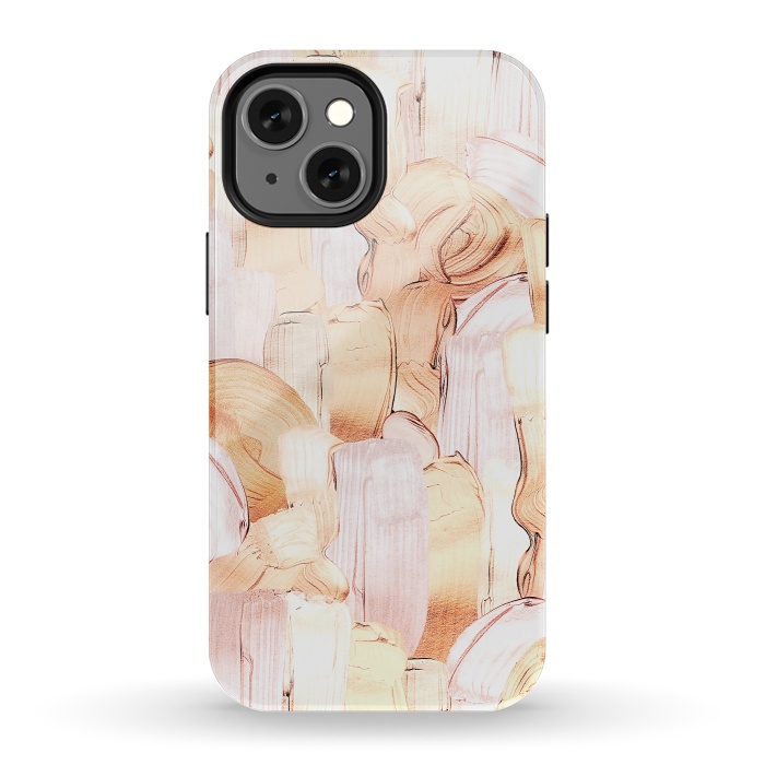 iPhone 13 mini StrongFit Blush Faux Gold Copper Acrylic Brush Strokes by  Utart