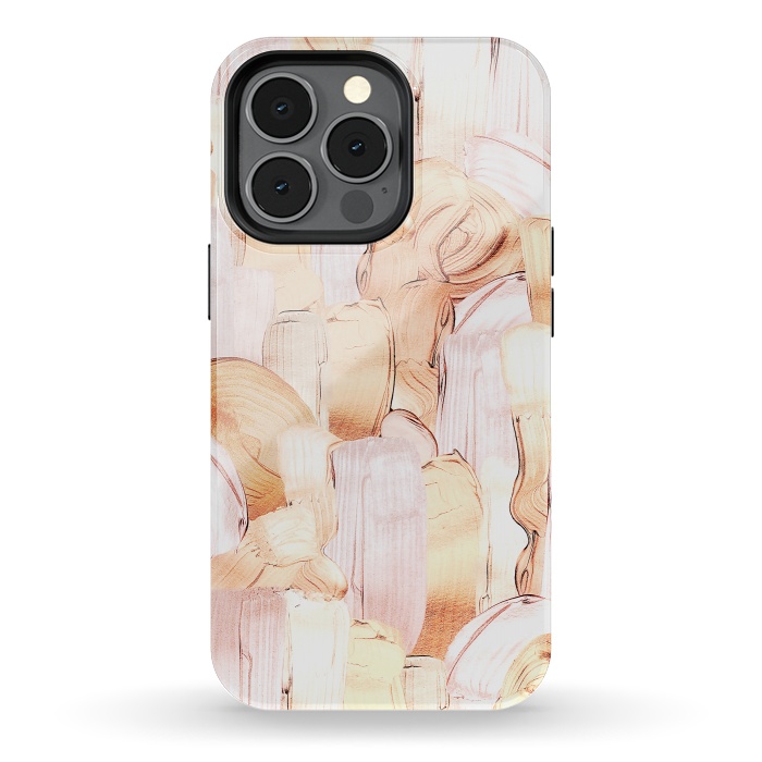 iPhone 13 pro StrongFit Blush Faux Gold Copper Acrylic Brush Strokes by  Utart