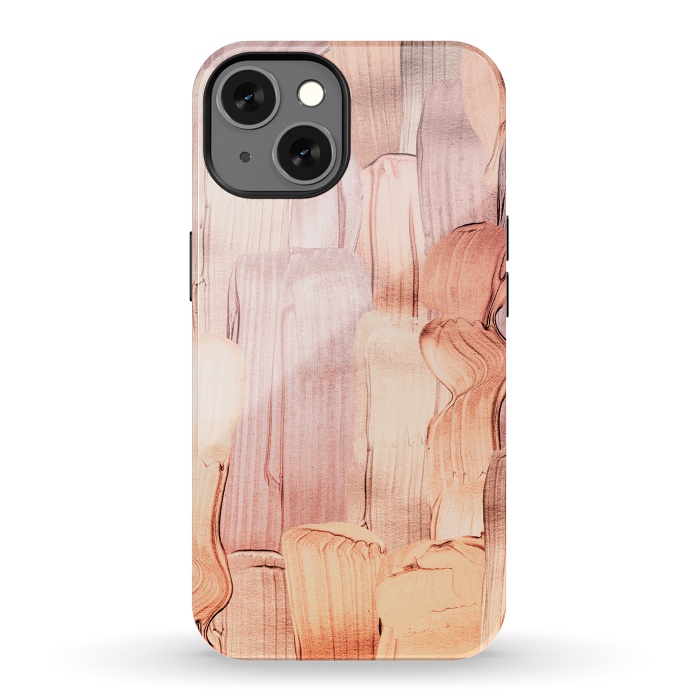 iPhone 13 StrongFit Copper Blush Gold  Acrylic Brush Strokes by  Utart